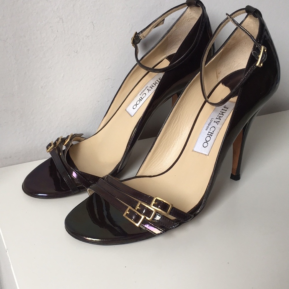 Jimmy Choo Purple / Black Metallic Heels Sandals size 39 - Picture 16 of 16